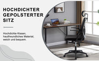 Symino Bürostuhl mit verstellbarer Kopfstütze, Armlehnen, Lordosenstütze, ergonomischer Bürostuhl, drehbarer Wippfunktion