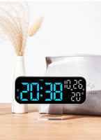 Digitaler Wecker, Temperatur und Datum, Wochenanzeige, Nachtmodus, Tischuhr, Sprachsteuerung, 12/24 Stunden, elektronische LED-Wecker