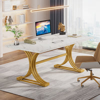 Moderner Executive-Schreibtisch mit goldenen Metallbeinen